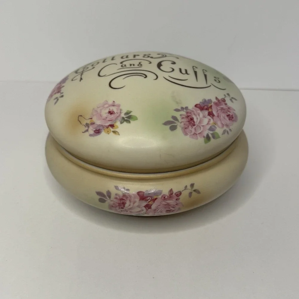 Vintage Victorian-Style Porcelain Collars and Cuffs Dresser Box